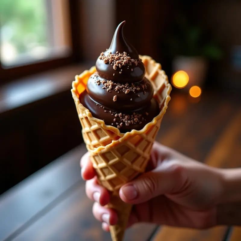 Helado de Café de Especialidad con Virutas de Cacao 100% y Sal Maldon: Postre Gourmet Sin Azúcar