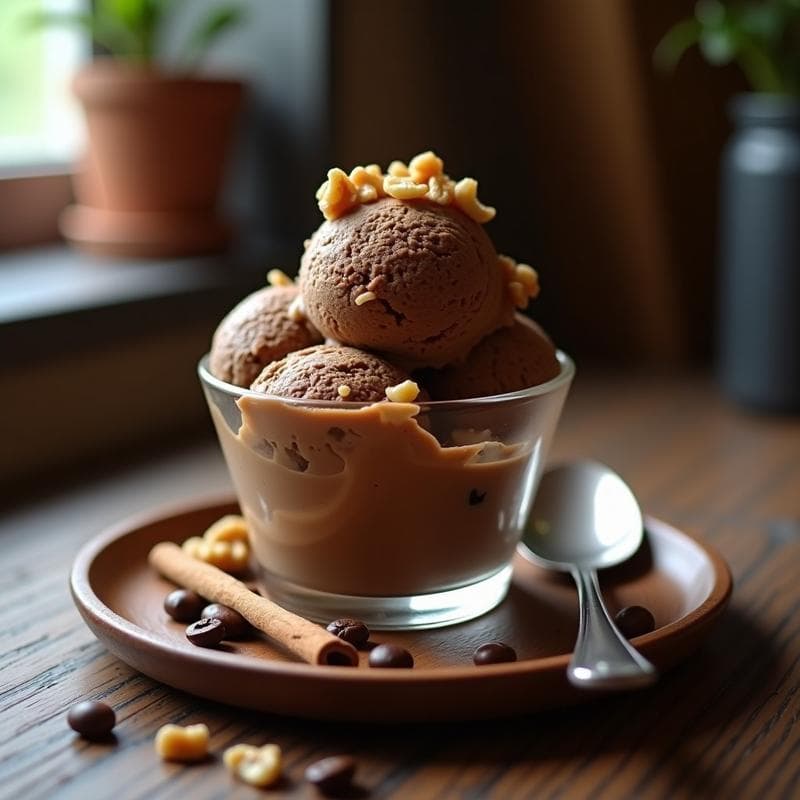 Helado de Café y Canela con Trozos de Nueces: Postre Keto Sin Lácteos