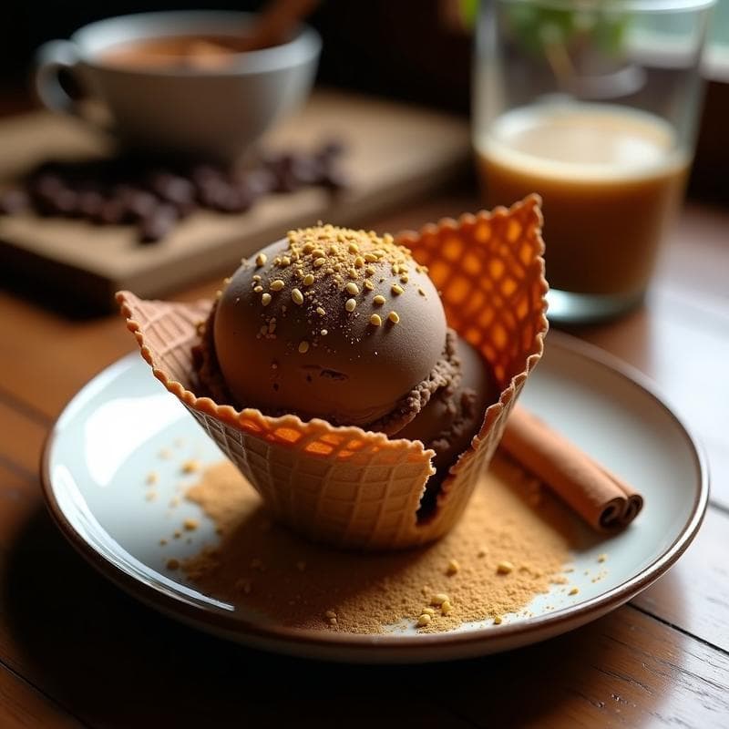Helado de Café y Canela con Semillas de Cáñamo: Postre Vegano y Energizante Sin Azúcar