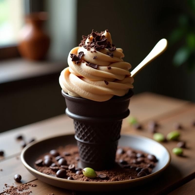 Helado de Café y Cardamomo con Virutas de Chocolate Negro: Postre Keto Sin Lácteos