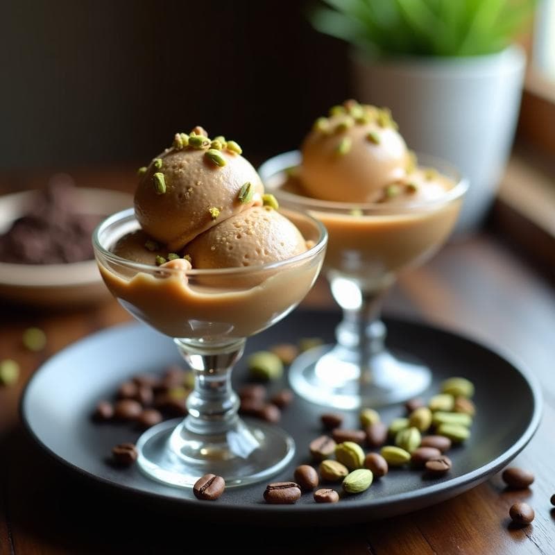 Helado de Café con Infusión de Cardamomo y Topping de Pistacho: Receta Keto en 5 Ingredientes