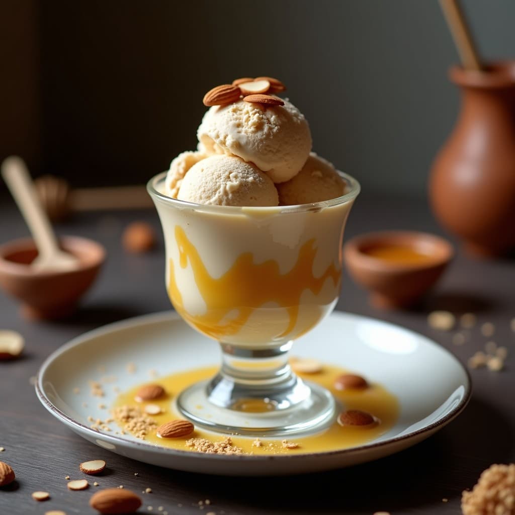 Helado de Café y Cardamomo con Swirl de Miel: Postre Griego Keto
