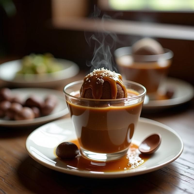 Helado de Café de Civeta y Caramelo Salado: Postre Indonesio Gourmet Sin Azúcar