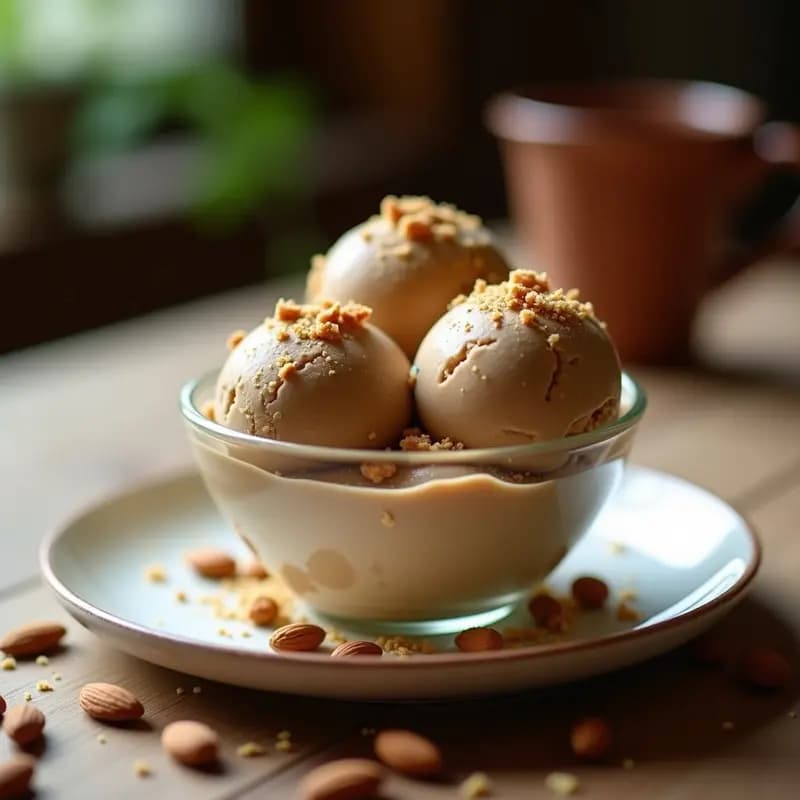 Helado de Café y Dátil con Crumble de Almendra: Postre Vegano Sin Azúcar