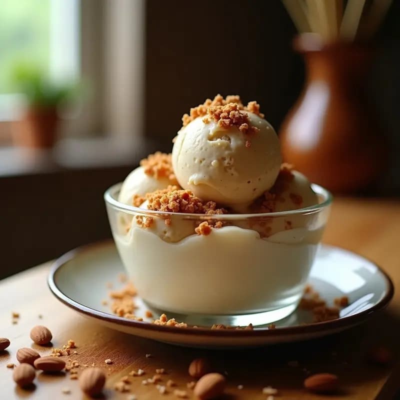 Helado de Café y Dátiles con Topping de Granola de Almendra: Postre Árabe Sin Lactosa