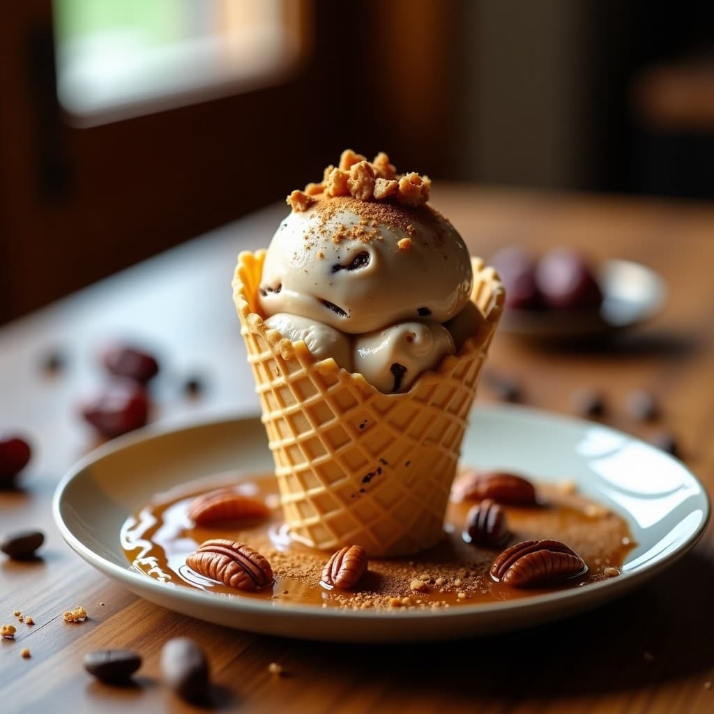 Helado de Café y Dátiles con Topping de Nueces: Postre Vegano y Energético