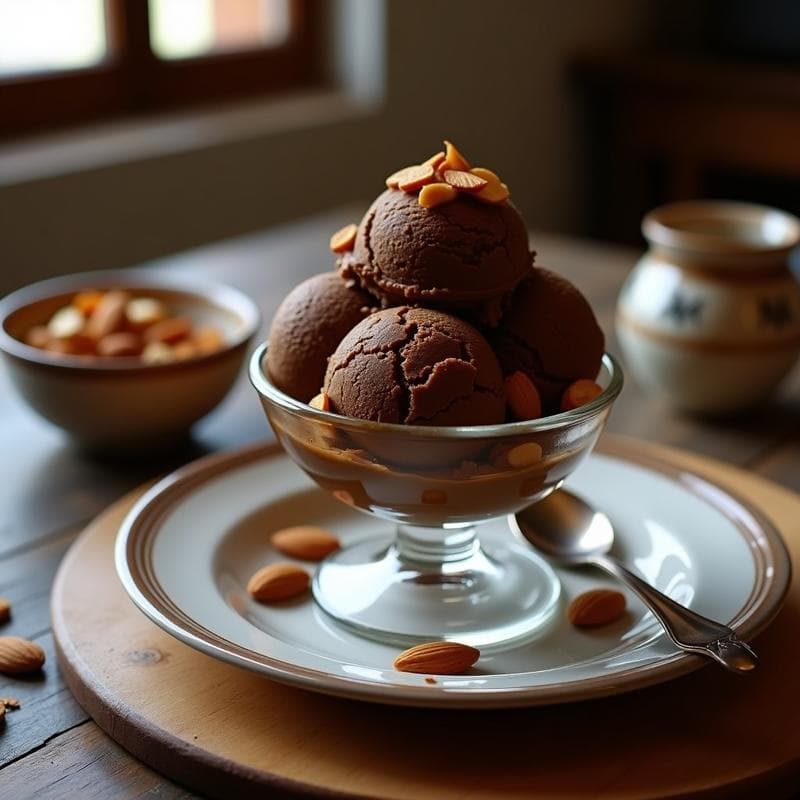 Helado de Café con Trozos de Feo de Azúcar y Crujiente de Almendra: Postre Español Tradicional