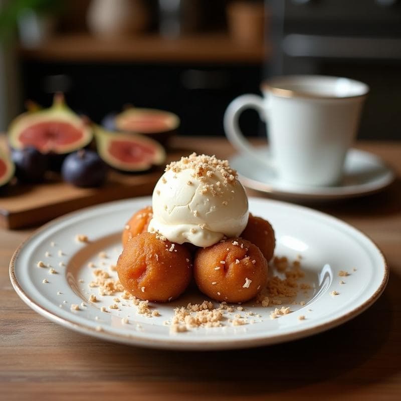 Helado de Café y Higos Negros con Virutas de Coco: Postre Sin Azúcar en Airfryer