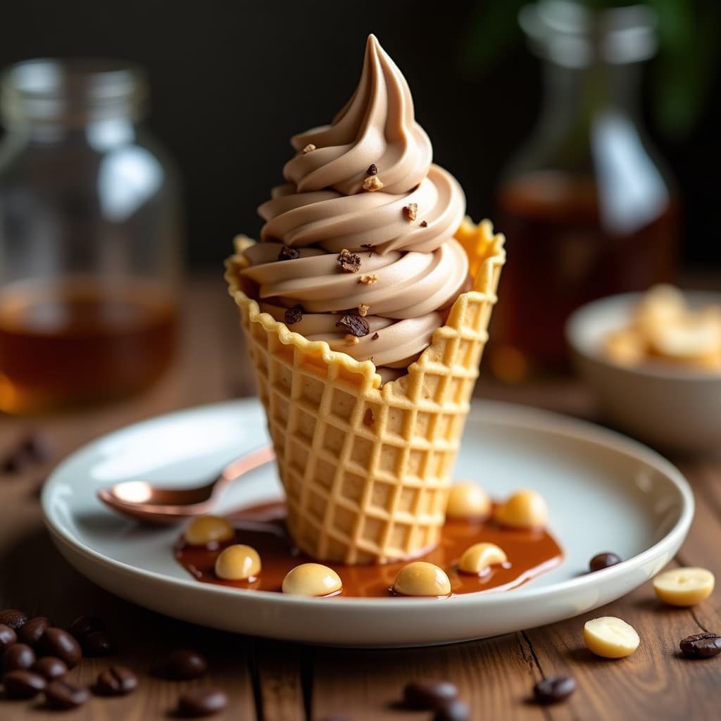 Helado de Café y Nuez de Macadamia: Postre Australiano Keto con Swirl de Caramelo Sin Azúcar