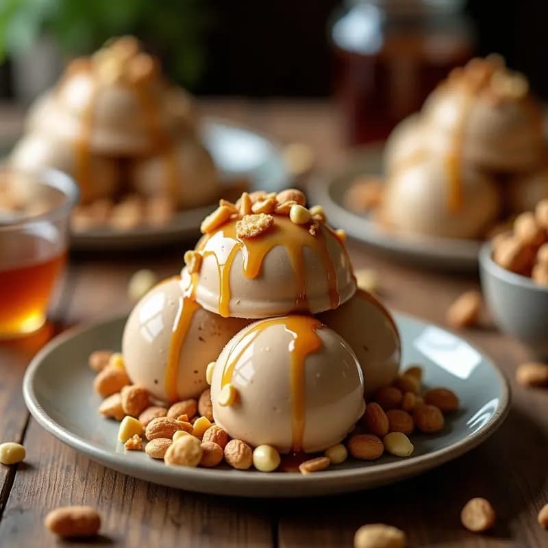 Helado de Café y Macadamia con Sirope de Agave: Postre Australiano Sin Lactosa