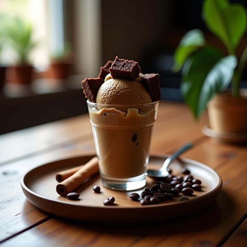 Helado de Café con Nitrógeno y Trozos de Brownie: Postre Gourmet Sin Horno