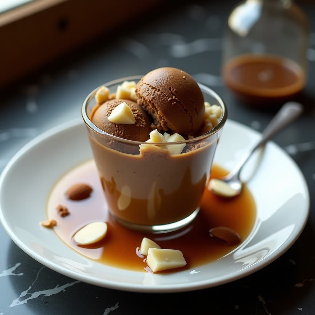 Helado de Café con Trozos de Queso de Cabra: Postre Italiano Dulce-Salado Sin Azúcar