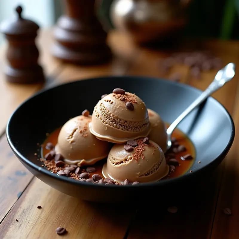 Helado de café tostado y nuez moscada: Postre Mineral Sin Lactosa