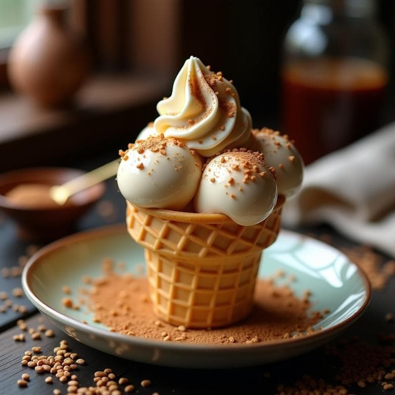 Helado de Café Turco y Tahini: Postre Sin Azúcar con Textura Sedosa