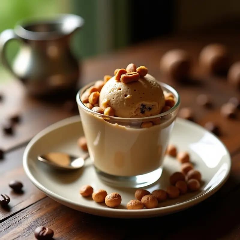 Helado de Café con Extracto de Vainilla Bourbon y Trozos de Avellanas: Postre Italiano Keto