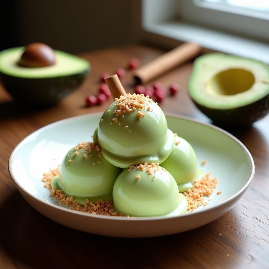 Helado de Canela y Pimienta Rosa con Base de Aguacate: Postre Keto y Exótico