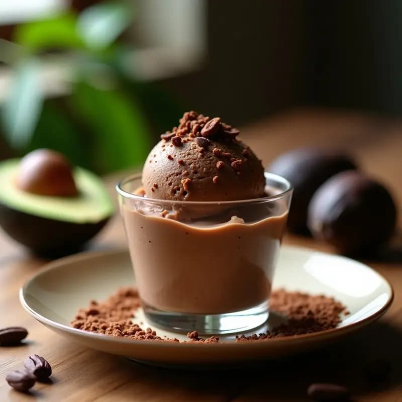 Helado de Caoba y Cacao: Postre Colombiano Sin Lácteos con Base de Aguacate