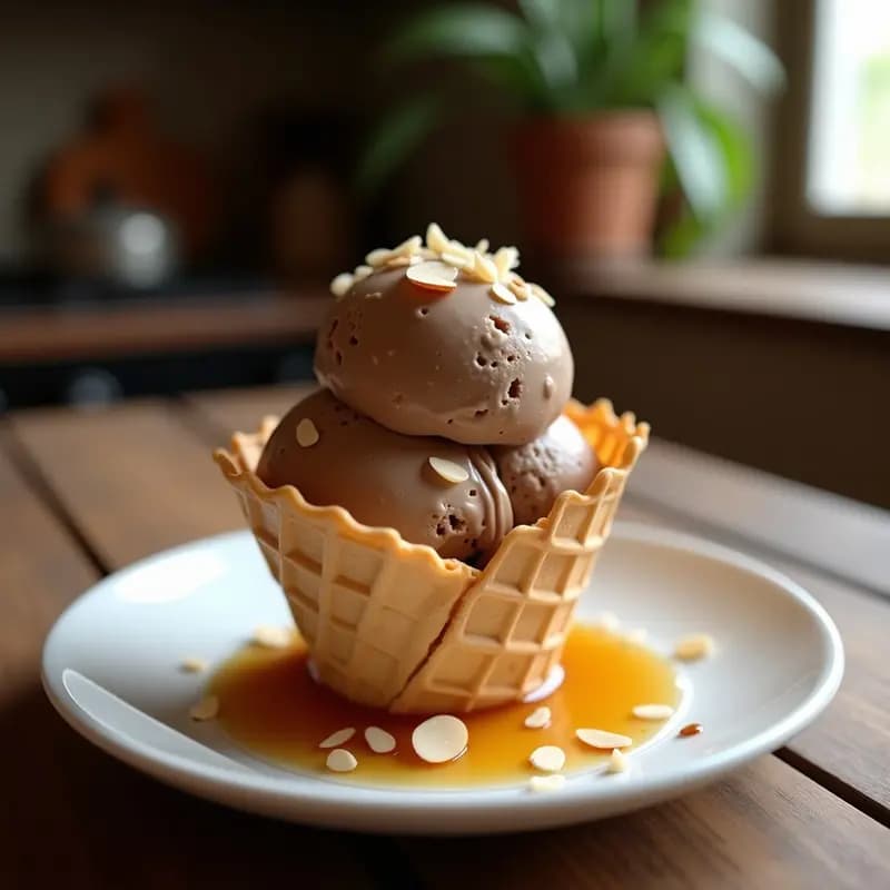 Helado de Caoba y Nuez Moscada con Sirope de Arce: Postre Colombiano Sin Lácteos