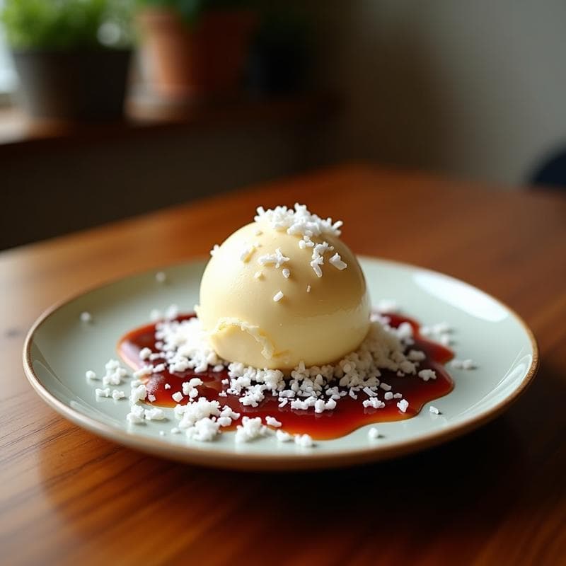 Helado de Caoba y Vainilla con Virutas de Coco: Postre Colombiano Vegano Sin Lácteos