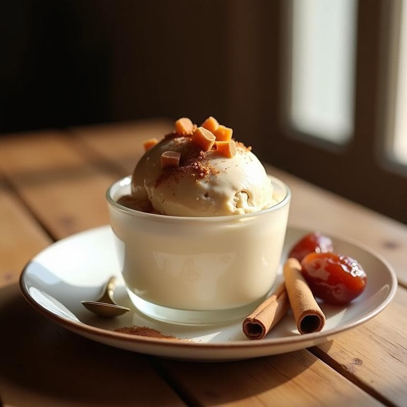 Helado de Cebada y Canela con Trozos de Dátiles: Postre Árabe Sin Lácteos en 10 Minutos