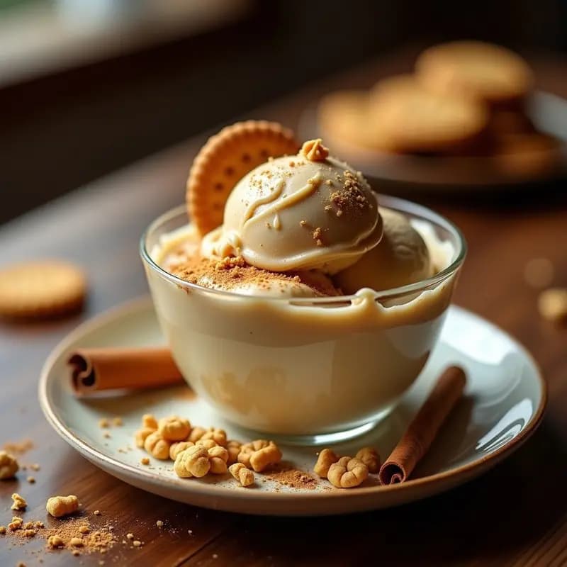 Helado de Té Chai y Cardamomo con Galletas Speculoos: Postre Indio-Holandés Sin Azúcar