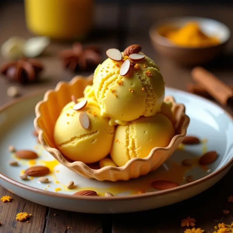 Helado de Té Chai y Cúrcuma con Semillas de Hinojo: Postre Indio Sin Lácteos en Thermomix