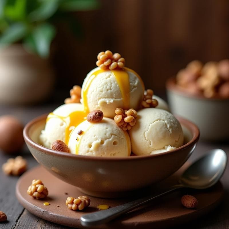 Helado de Chufa con Trozos de Nuez y Esencia de Vainilla: Postre Español Vegano y Sin Lactosa