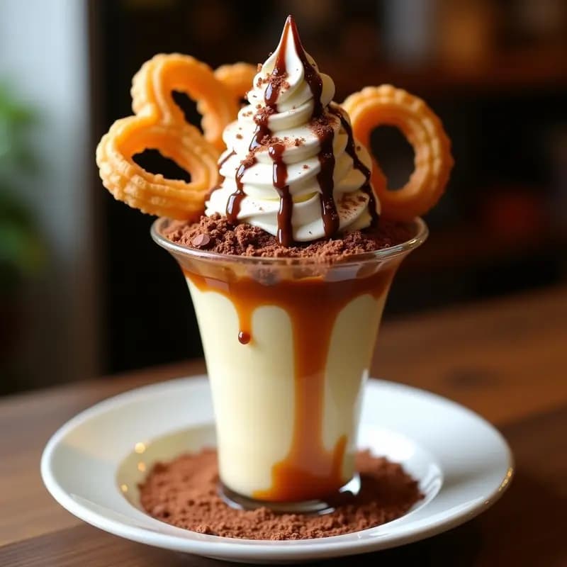 Helado de Churro con Sirope de Caramelo y Toppings de Chocolate: Postre que Derrite Corazones