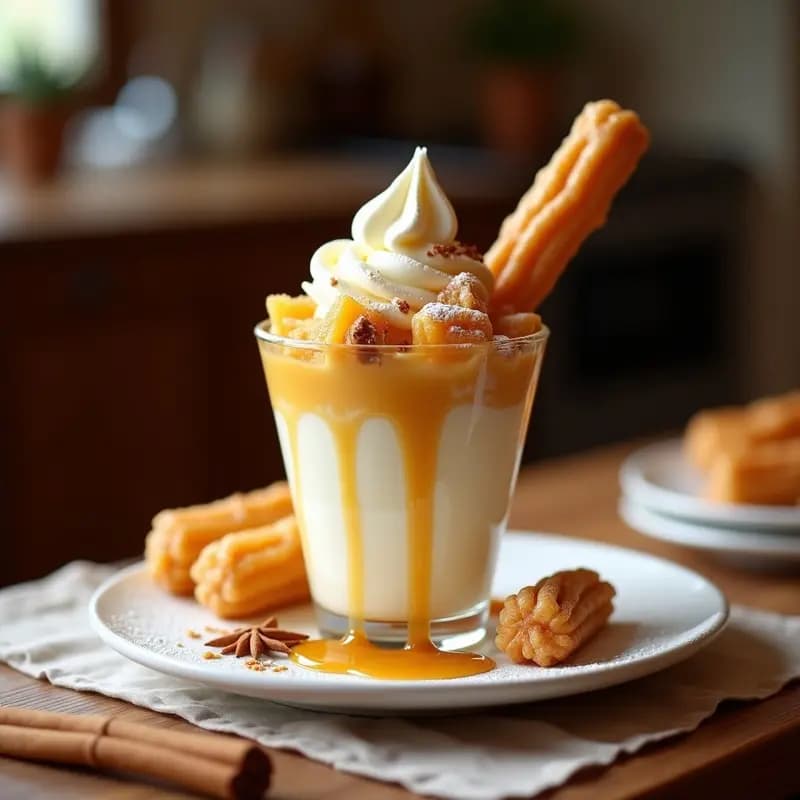 Helado de Churros con Trozos de Turón y Sirope de Dulce de Leche: Postre Español que Derrite en Segundos