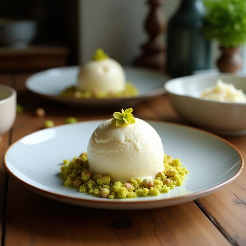 Helado de Coco y Lemongrass con Crujiente de Pistacho: Postre Tailandés Sin Lácteos en 3 Ingredientes