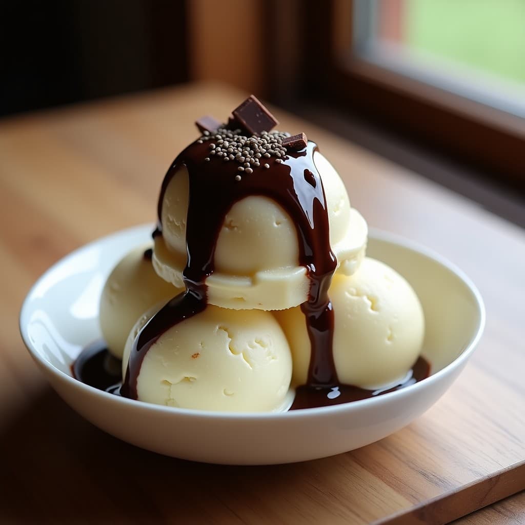Helado de Cauliflower y Vainilla con Salsa de Chocolate 100% Cacao: Postre Keto Sin Lácteos