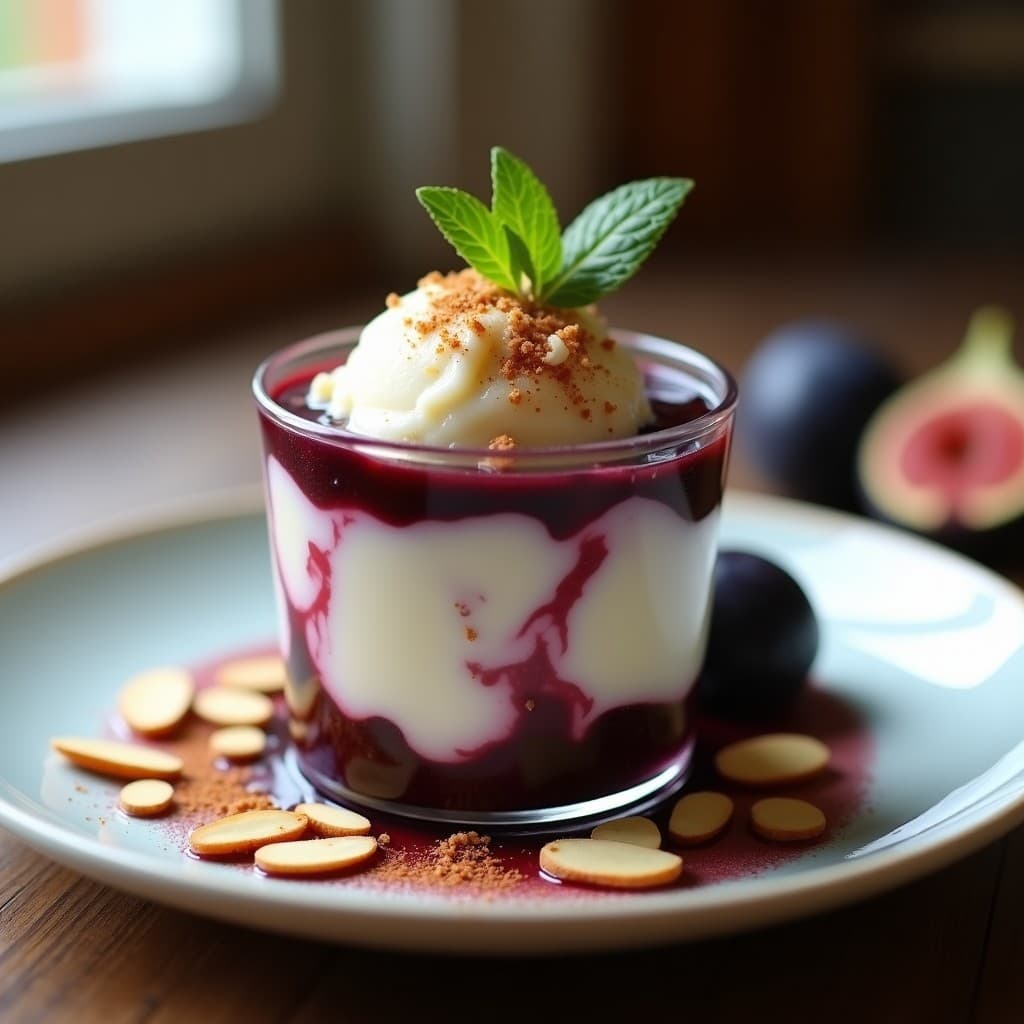 Helado de Cuajada de Soja y Mermelada de Higo Negro: Postre Español Vegano Sin Lácteos