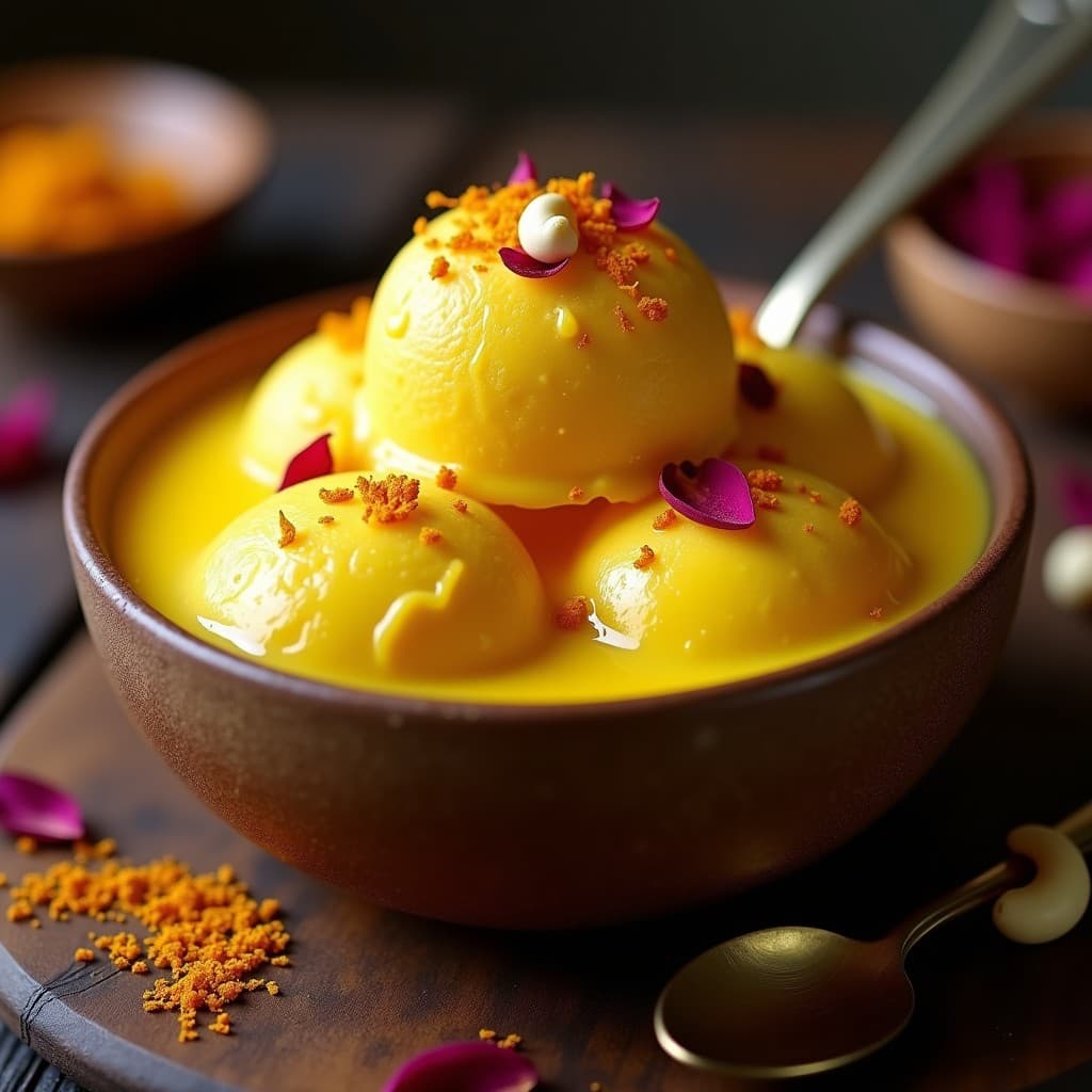 Helado de Cúrcuma y Azafrán con Swirl de Miel: Postre Indio Ayurvédico Sin Lactosa y Antiinflamatorio