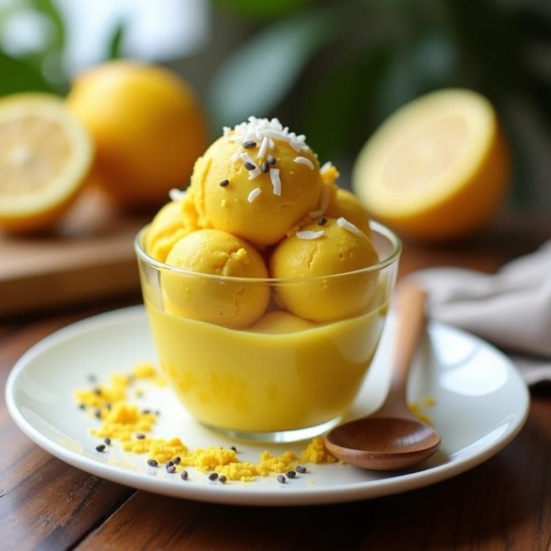Helado de Tumeric y Limón con Base de Plátano: Postre Antiinflamatorio Sin Lácteos