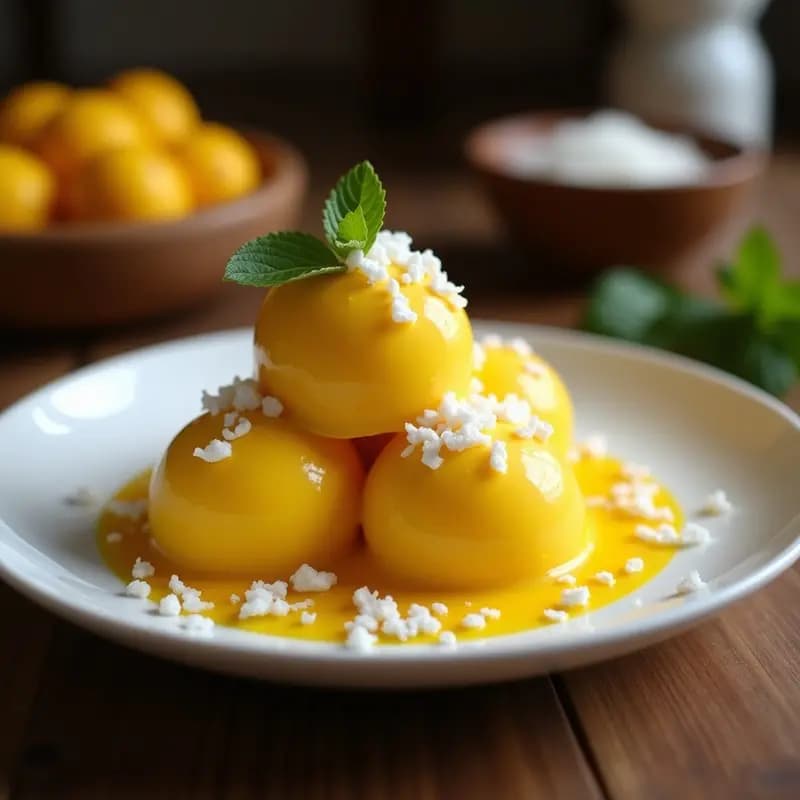 Helado de Cúrcuma y Mango con Virutas de Coco: Postre Tailandés Sin Lácteos