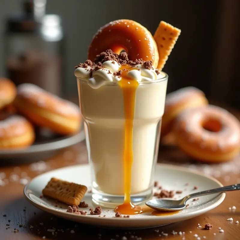 Helado de Donuts Glaseados con Toppings de Galletas y Caramelo: Postre que Derrite hasta el Corazón más Sano