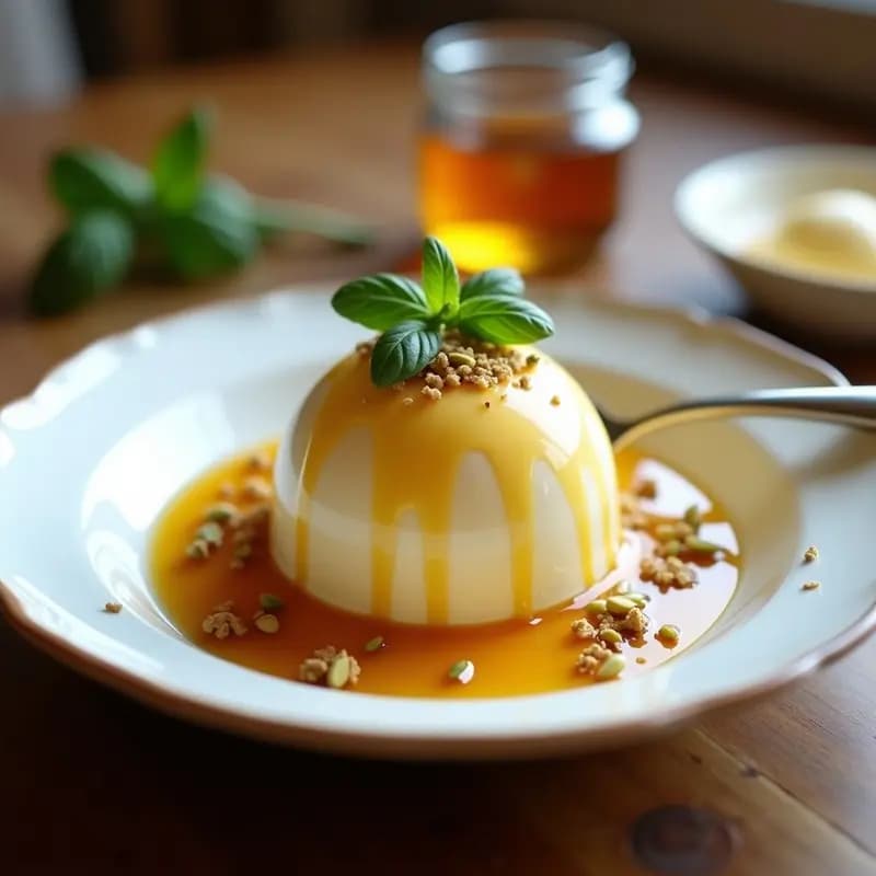 Helado de Durazno y Albahaca con Sirope de Miel: Postre Libanés Refrescante en 3 Pasos