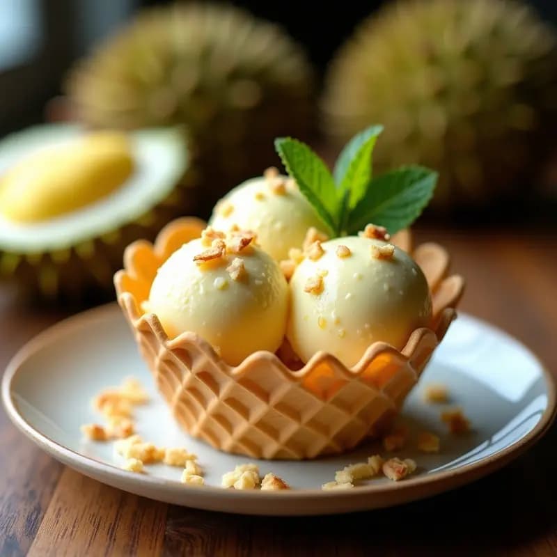 Helado de Durian y Leche de Almond: Postre Asiático Exótico Sin Lactosa