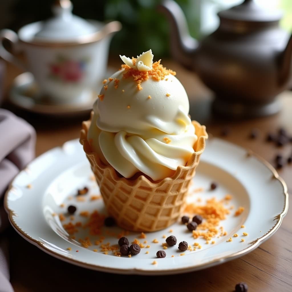 Helado de Té Earl Grey con Virutas de Chocolate Blanco: Postre Británico Sin Azúcar en Airfryer