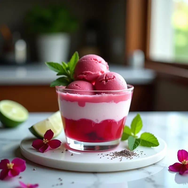 Helado de Flor de Jamaica y Aloe Vera: Postre Detox con Toque Ácido