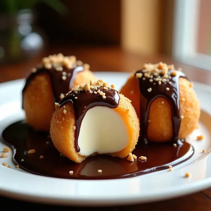 Helado Frito con Cobertura de Chocolate y Virgen de Canela: Postre Innovador para Freidora