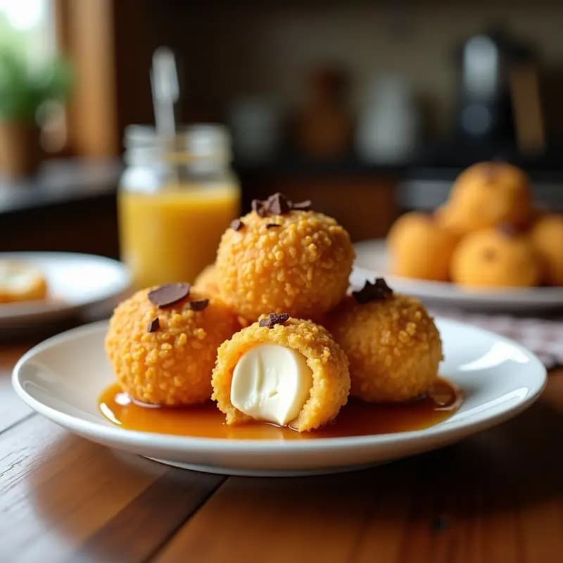 Helado Frito con Rebozado de Corn Flakes y Miel: Receta Crujiente que Derrite en la Boca