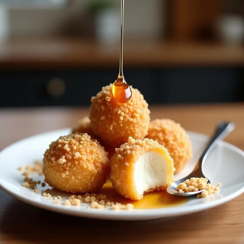 Helado Frito con Rebozado de Cereales y Sirope de Arce: Postre Crujiente y Adictivo en Airfryer