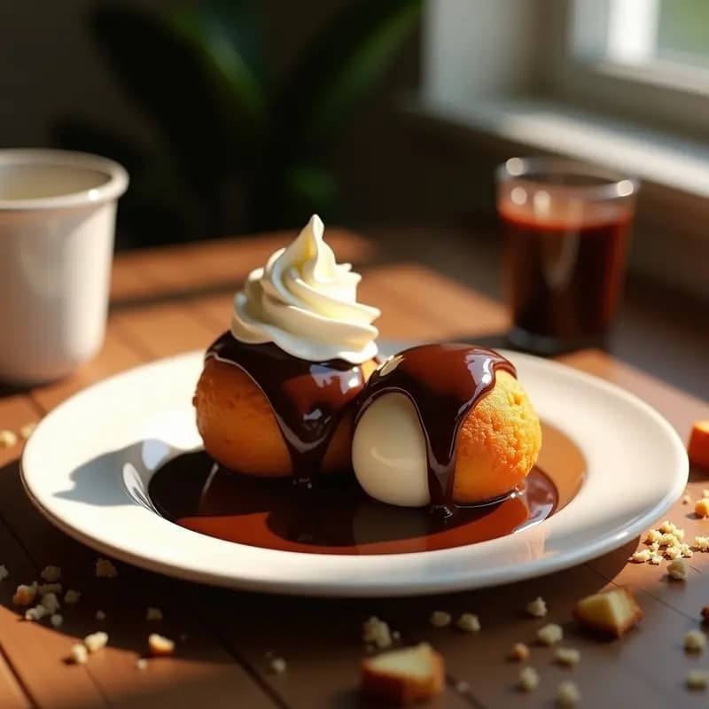 Helado Frito con Salsa de Chocolate Caliente y Nata: Postre que Desafía las Leyes de la Física