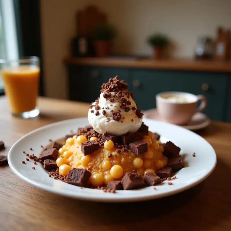 Helado Frito de Vainilla con Baño de Chocolate y Toppings de Brownies: Crujiente por Fuera, Creamoso por Dentro