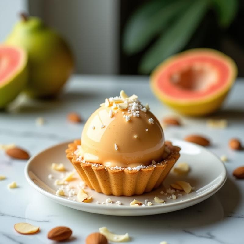 Helado de Guayaba y Queso Crema Vegano con Base de Galletas de Almendra: Postre Sin Gluten