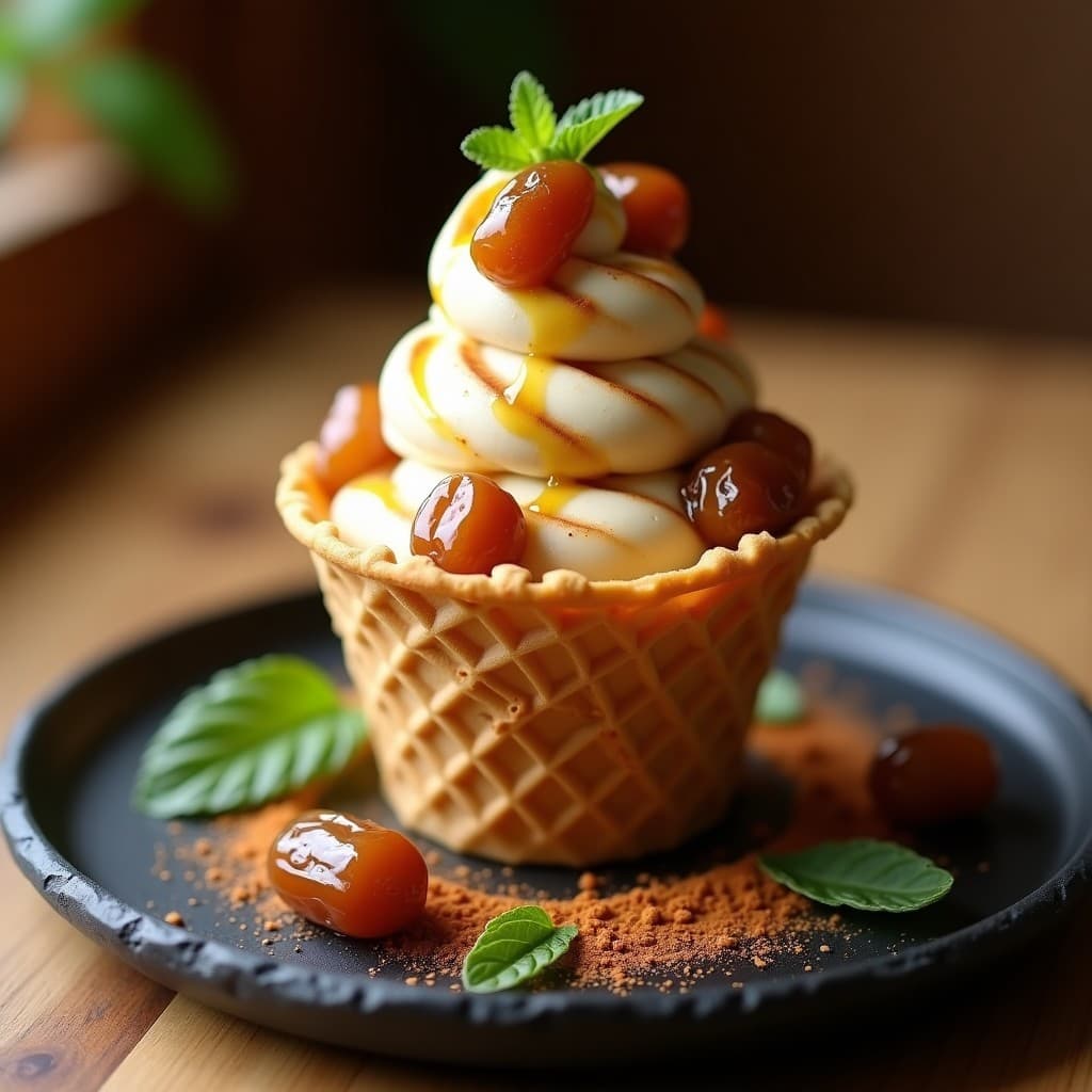 Helado de Hummus y Miel con Trozos de Dátiles: Postre Salado-Dulce Sin Azúcar