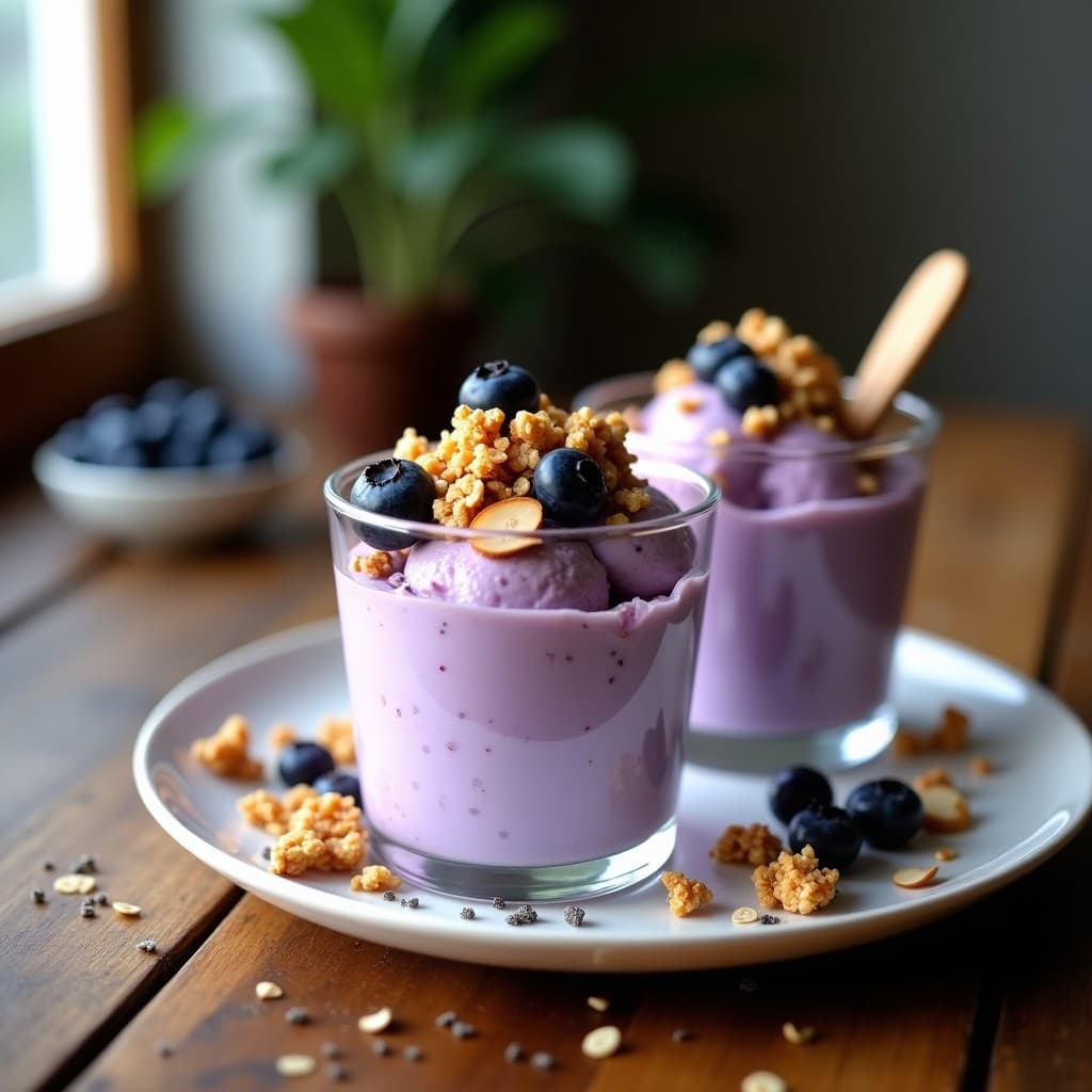 Helado de Kéfir y Arándanos con Granola de Quinoa: Postre Probiótico Sin Azúcar