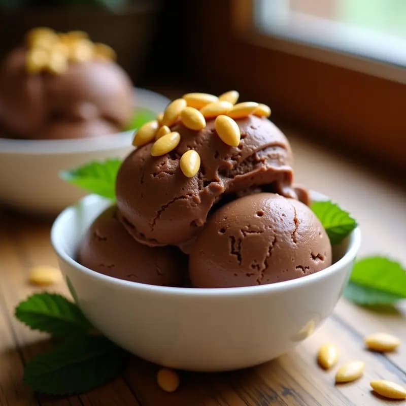 Helado de Lúuma y Cacao con Crujiente de Pepitas de Calabaza: Postre Peruano Keto