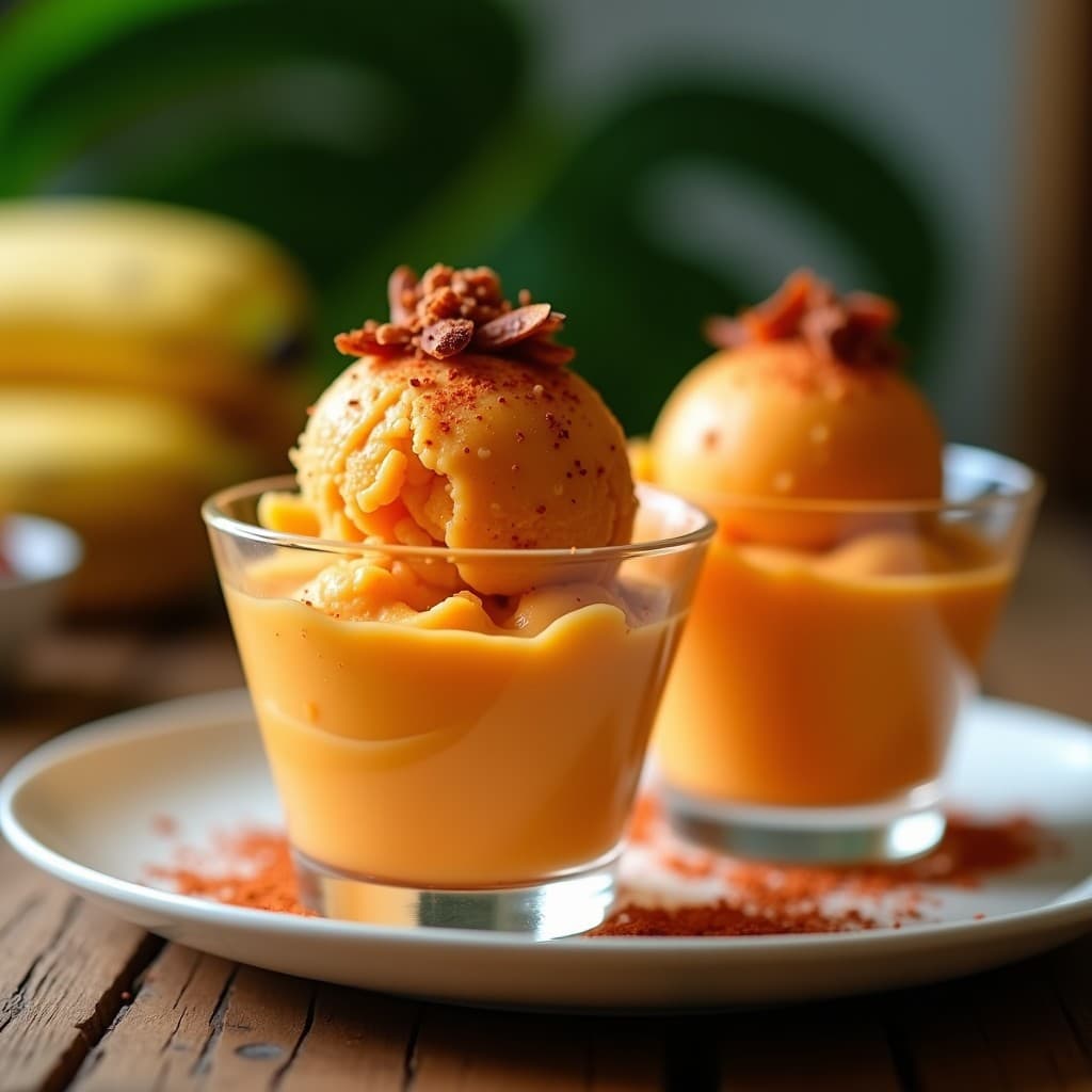 Helado de Mamey y Chile en Polvo: Postre Tropical Sin Azúcar con Toque Picante